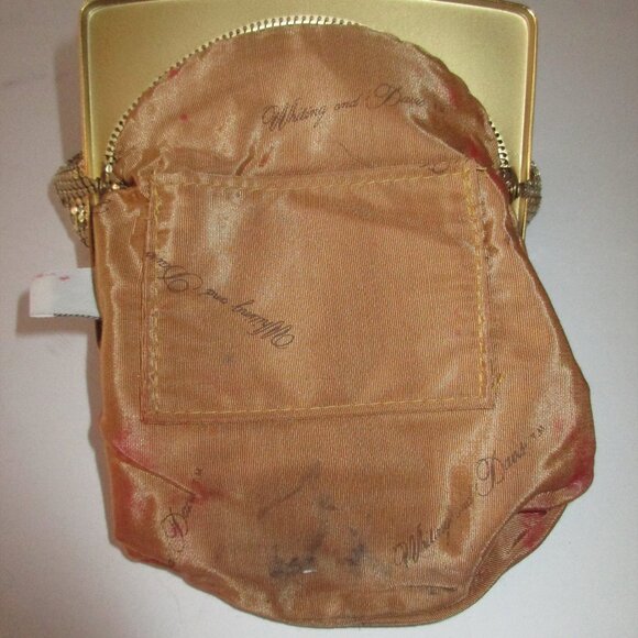 RARE Vintage 1930s Whiting & Davis Figural Face Flower Frame Gold Mesh Purse Bag - Picture 9 of 12